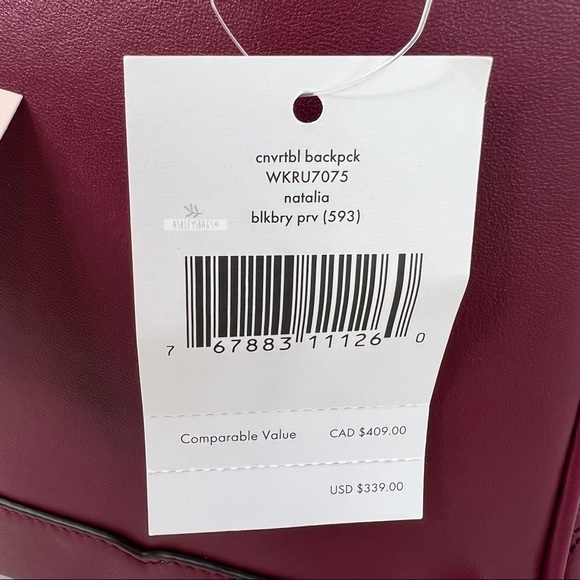 Kate Spade Natalia Burgundy Mini Convertible Leather Backpack - Picture 10 of 12
